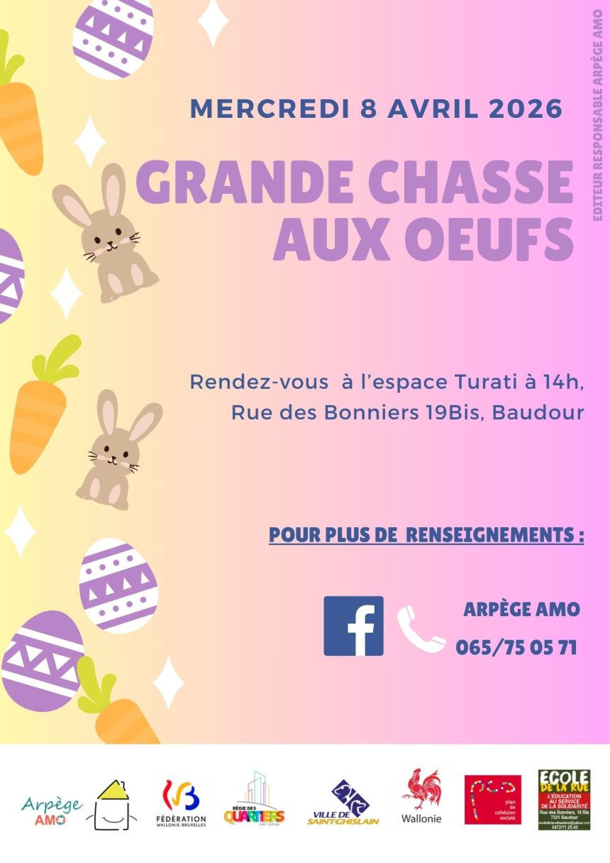 Chasse aux oeufs organisée à Baudour, le 08 avril 2026