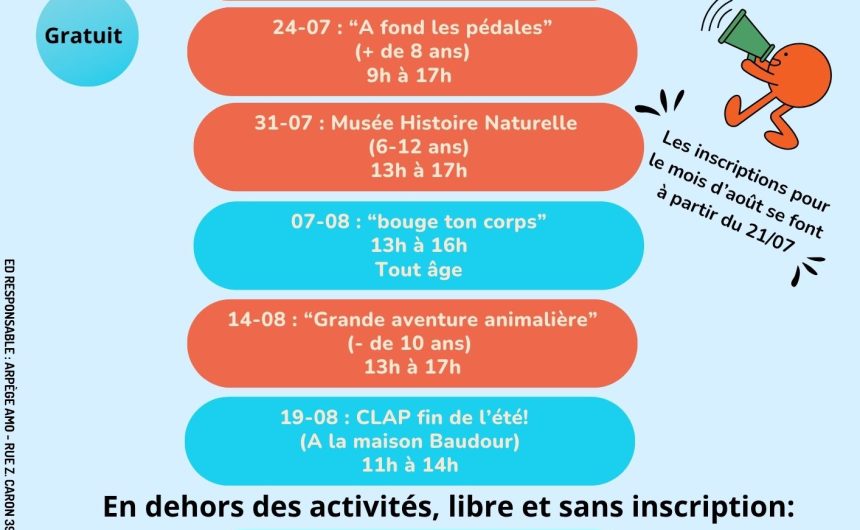 Nos activités pour les prochaines vacances !