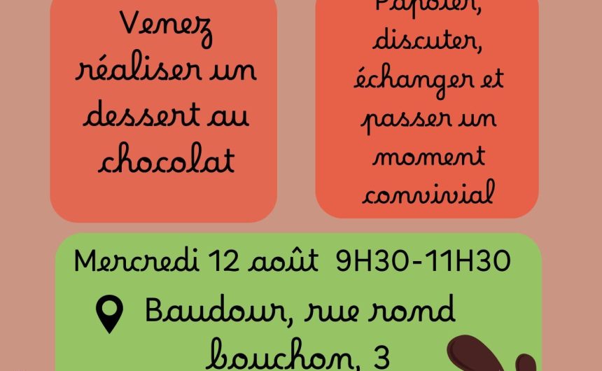 Prochain atelier parents « Douceur chocolat » – 12/08/26